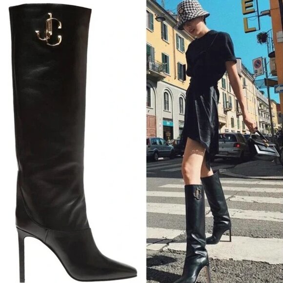 NIB Jimmy Choo Mahesa 100 Knee Boots SIze 37.5 - Picture 1 of 13
